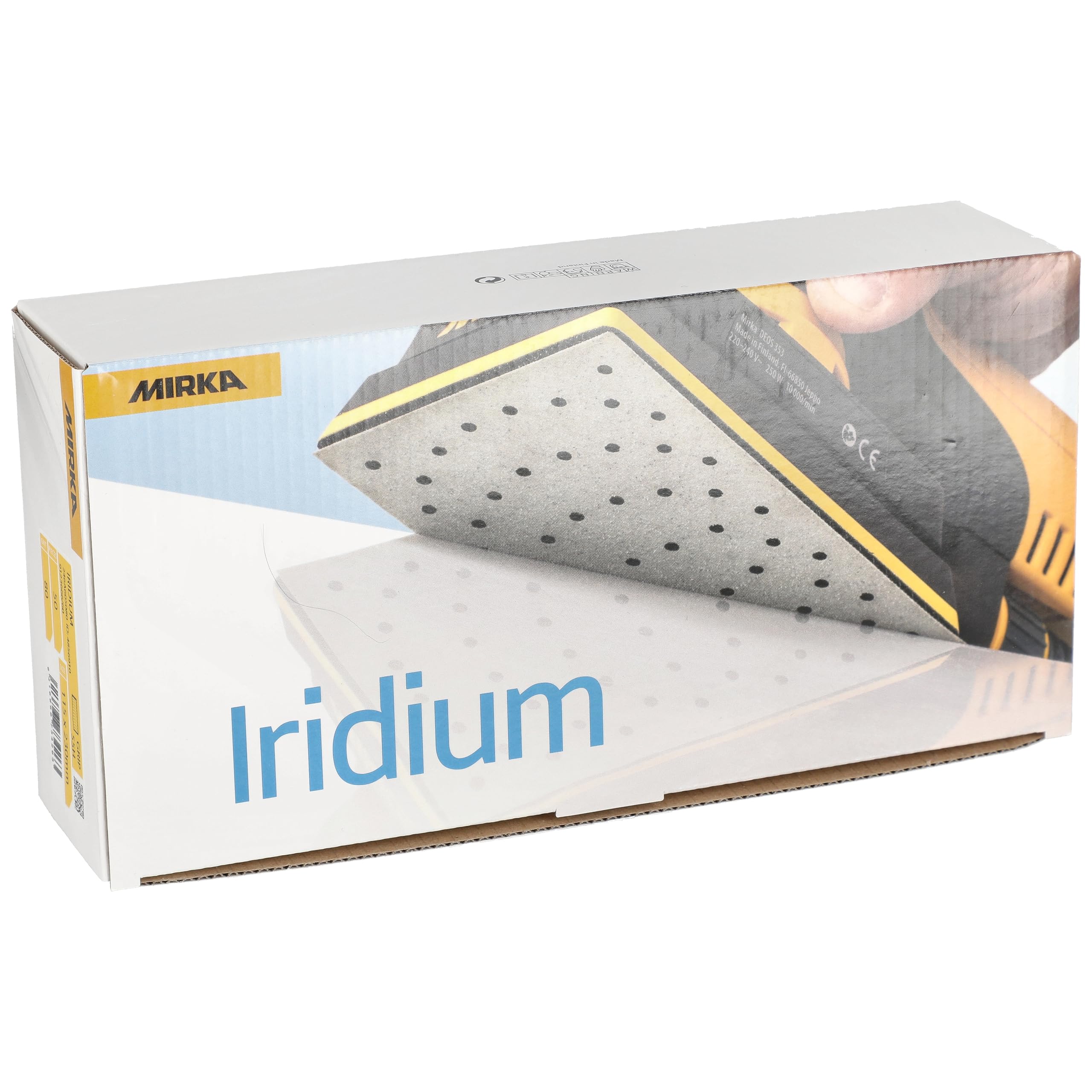 Mirka - papel de lija - Iridium 115x230 mm cierre adhesivo 55 agujeros | Papel de lija premium con cierre adhesivo 55 agujeros ideal para laca masilla imprimación madera acero y plástico