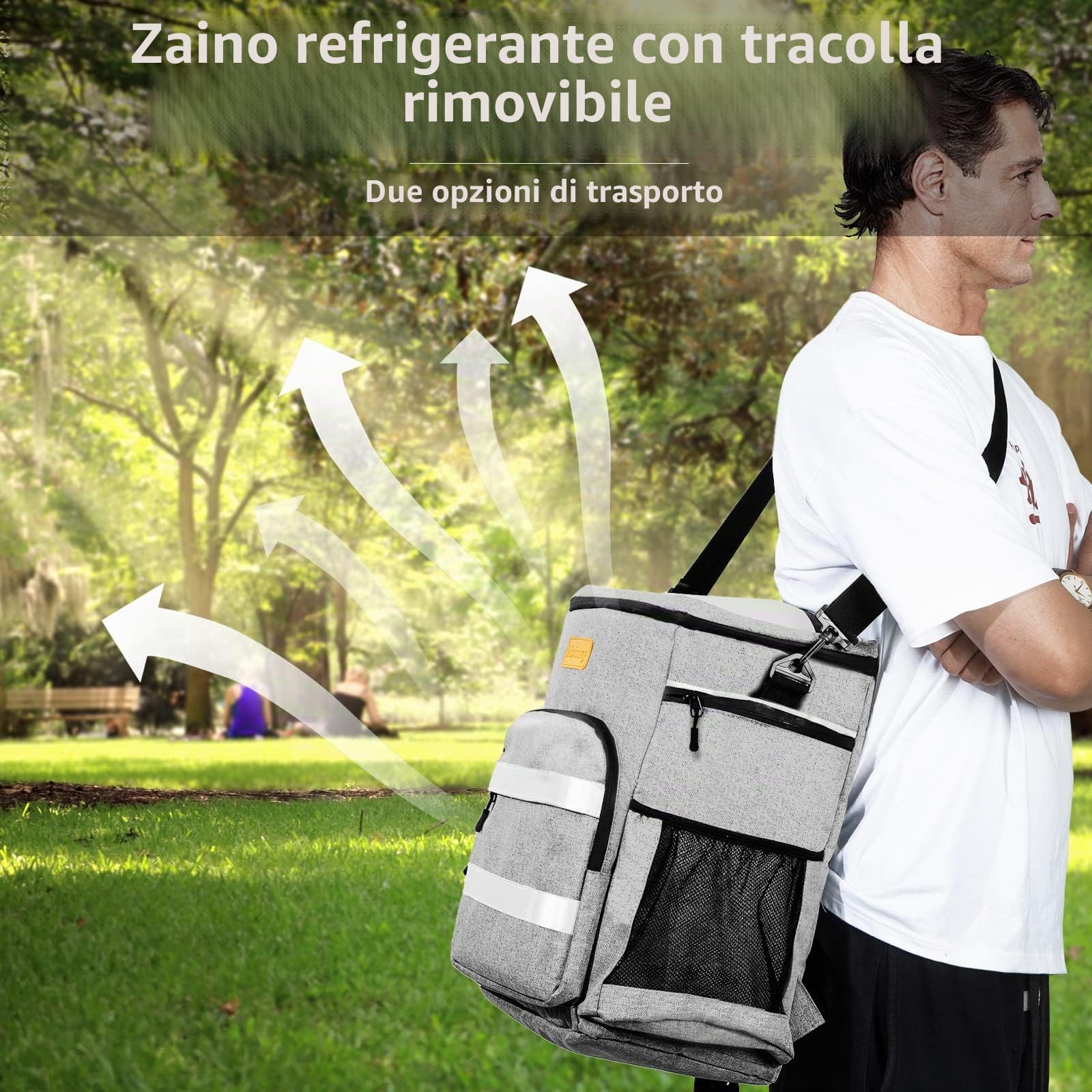 Zaino Termico 30 Litri, Borsa Termica Grande Sigillato e Impermeabile Borsa Frigo Rigida Zaino Frigo Termico per Pic nic, Campeggio e Barbecue Grigio