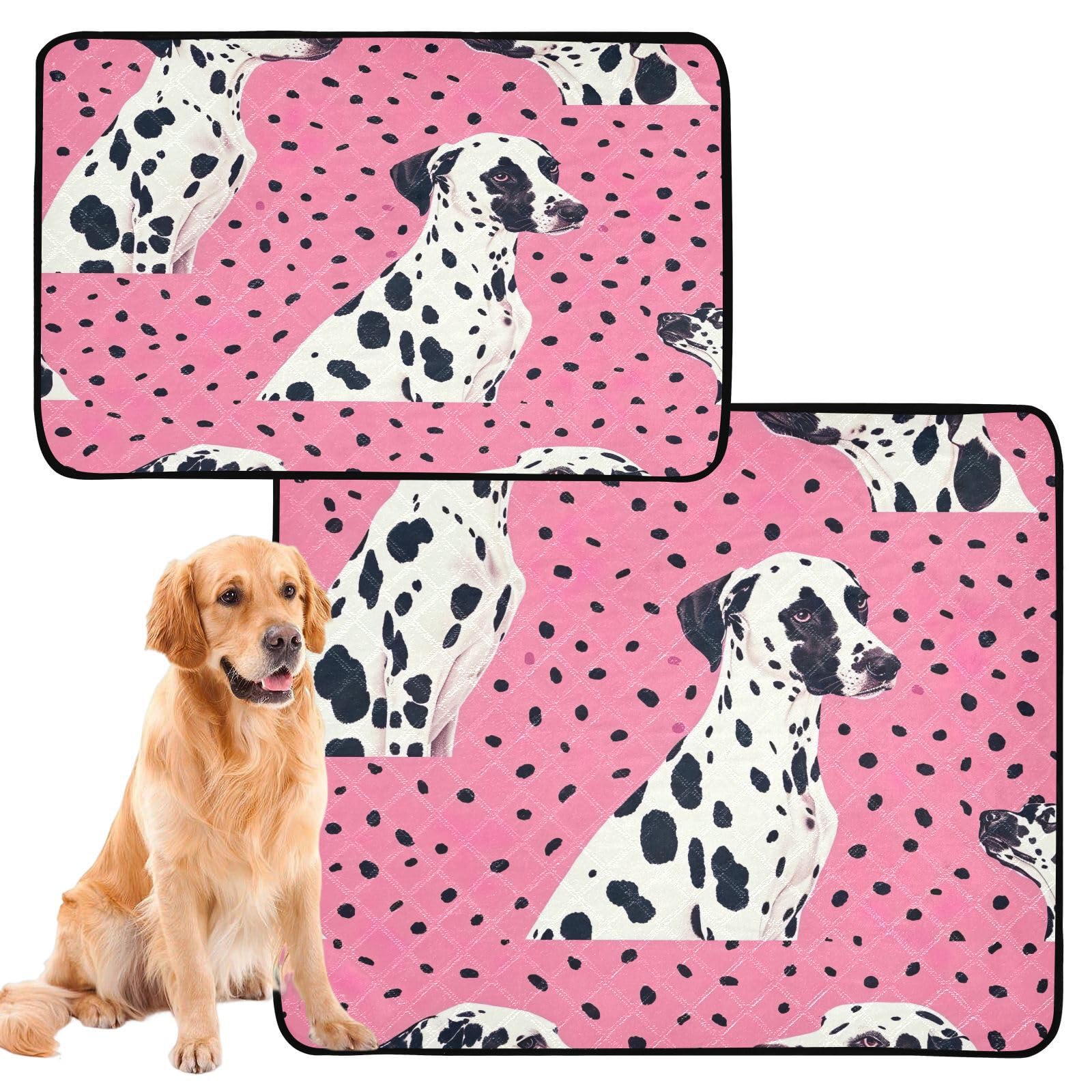 xigua Washable Pee Pads for Dogs, Non-Slip, Super Absorbent Reusable Training Pads, 3 Pack Dalmatian Dog Pattern Reusable Puppy Pads for Home, Car, Travel