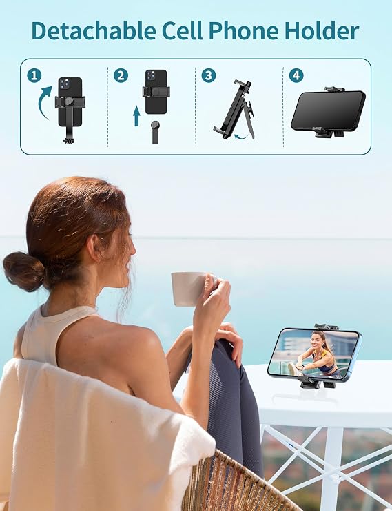 Selfie Stick, 41'' Extendable Phone Tripod Stand with Phone Holder & Detachable Remote, 360 Rotation Selfie Stick Tripod for Cell Phone Compatible with iPhone, Android, Samsung