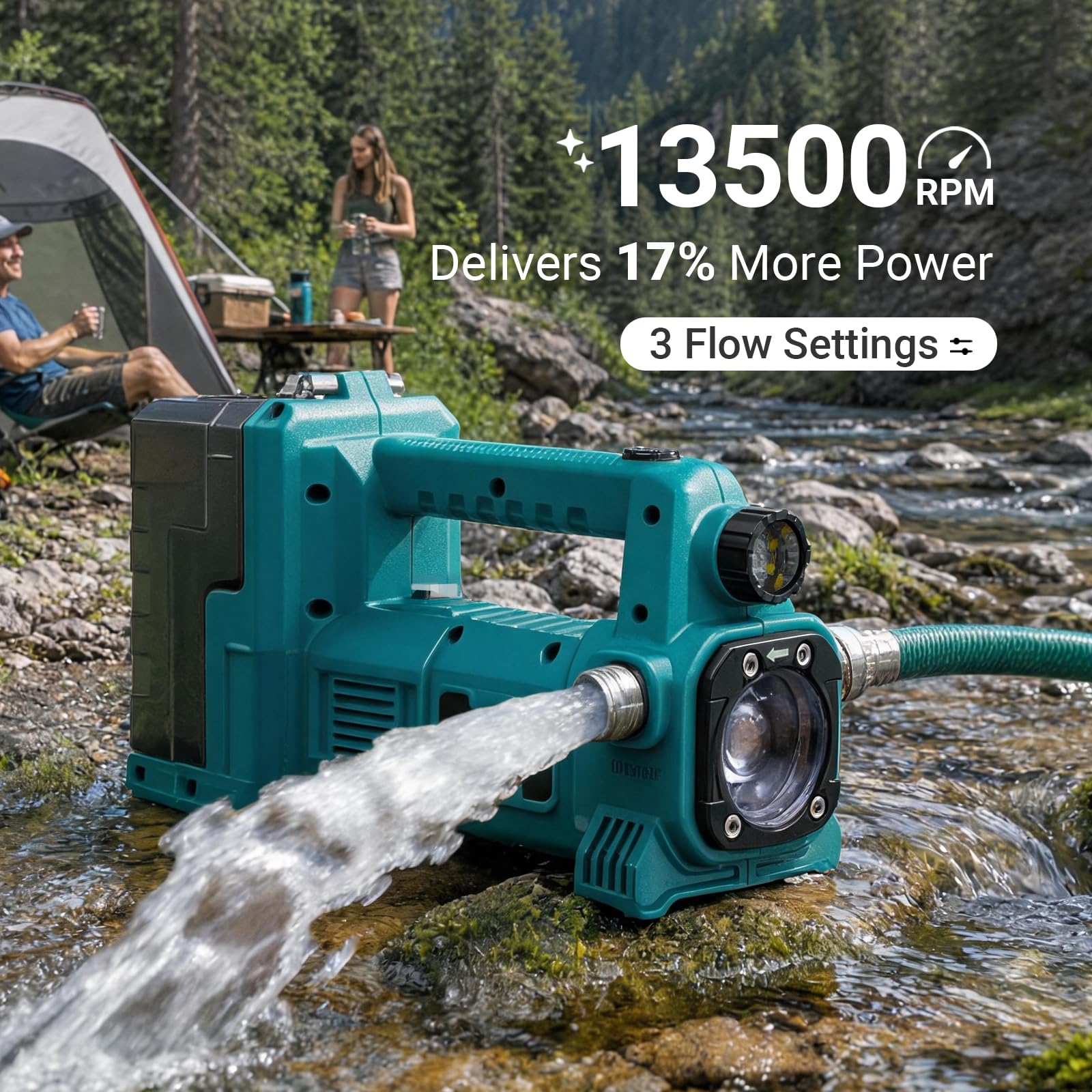 Bomba de transferencia de agua sin escobillas compatible con batería Makita de 18 V (solo herramienta), bomba autocebante inalámbrica de 1/4HP 540GPH, bomba de utilidad para drenaje de piscina