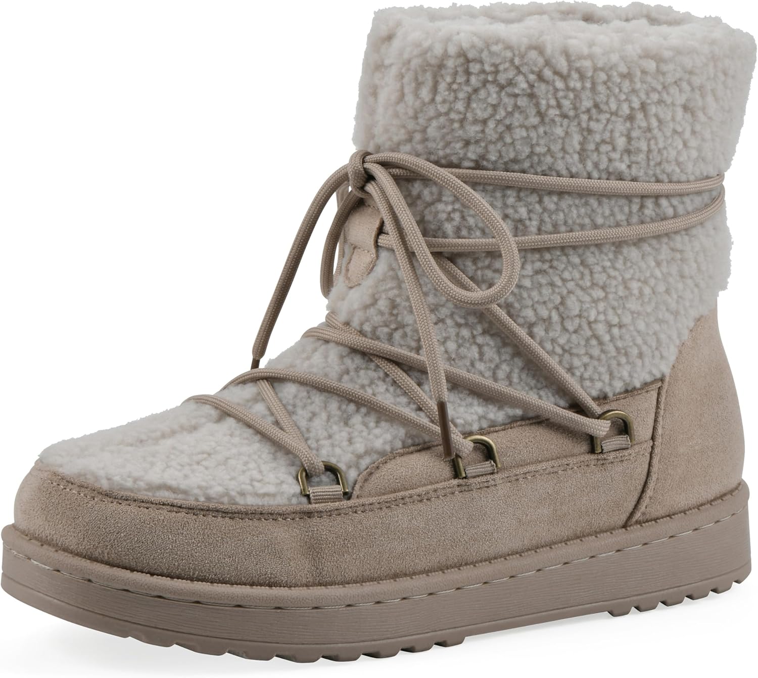 White Mountain Women's Isador Faux Sherpa Lace-Up Boot