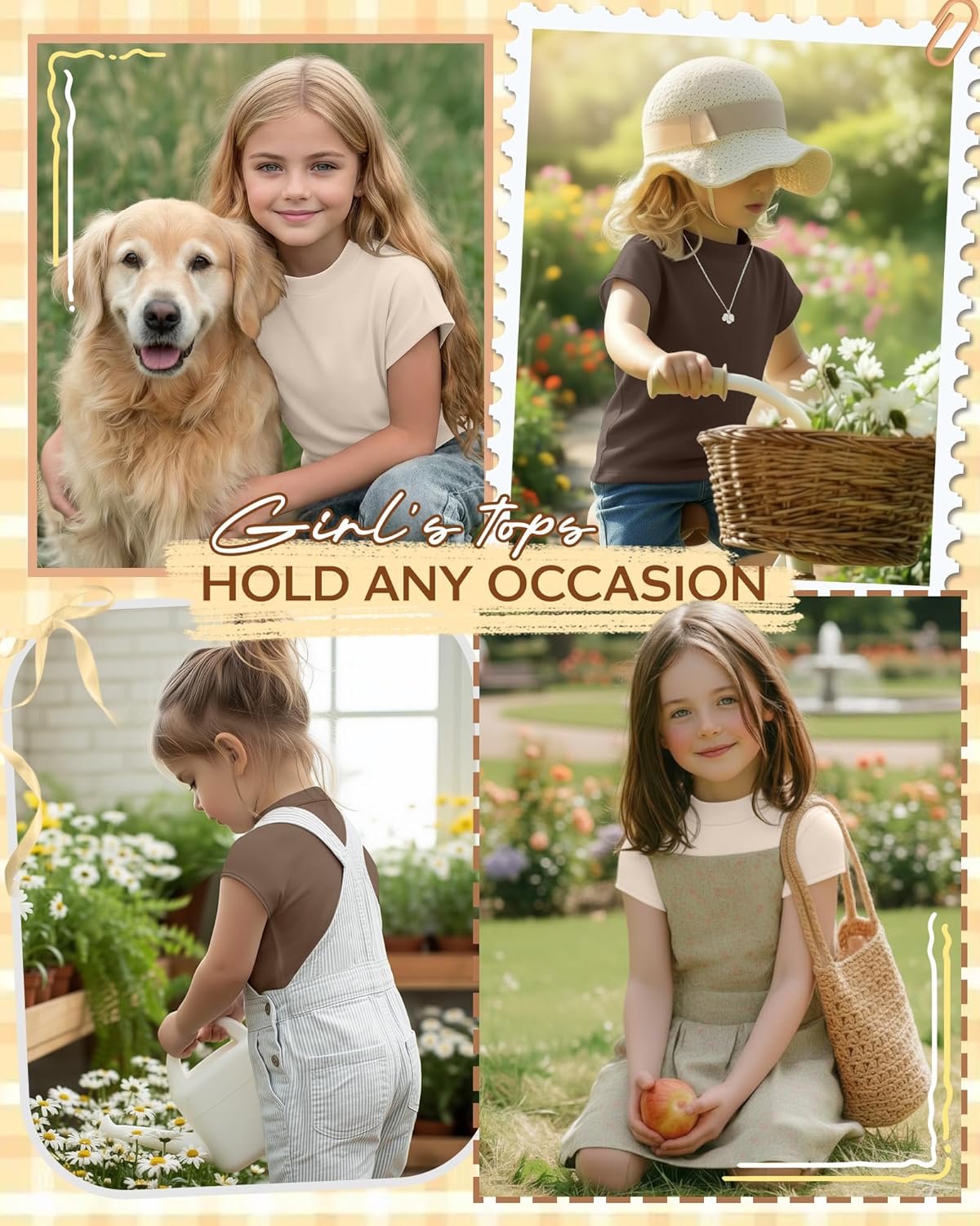 3 Pack Girl's Mock Turtleneck Shirts Kids Cap Sleeve Pullover Tops Loose Fit Summer Casual Basic Tees 5-14 Years - Image 2