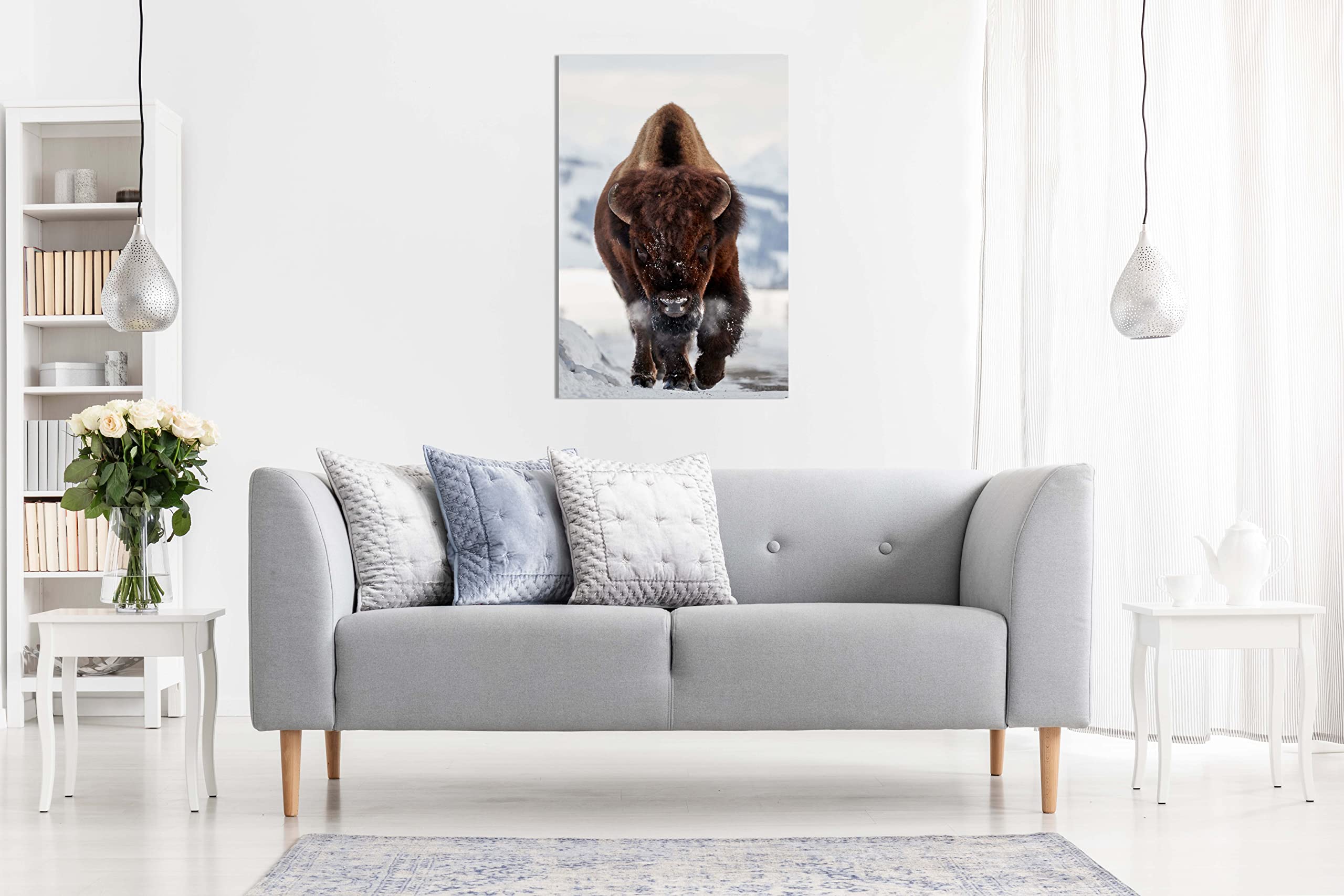 Panther Print Quadro Su Tela Con Cornice – Volpe Nella Foresta – 31x20 Cm – Pronto Da Appendere – Colori Vivaci