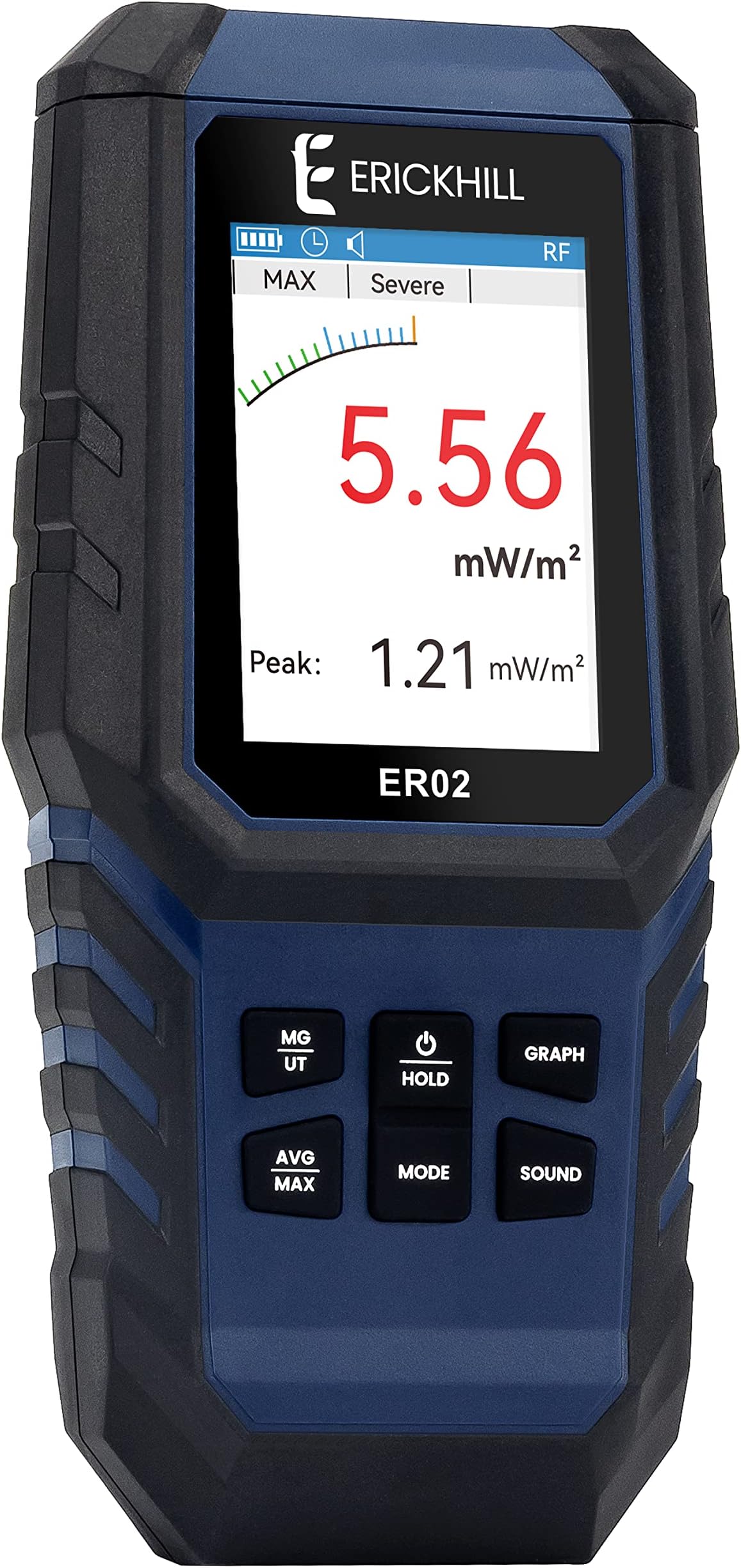 ERICKHILL EMF Meter ER02, EF/MF/RF Testing Rechargeable Digital/Graph Dual Interface Electromagnetic Field Radiation Detector Handheld Digital LCD EMF Detector, for Home, Bedroom, Office