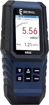 ERICKHILL EMF Meter,3-in-1Rechargeable Digital Electromagnetic Field Radiation Detector for EF RF MF,5G Cell Tower, WiFi Signal Detector, for Home&Office EMF Inspections, and Ghost Hunting