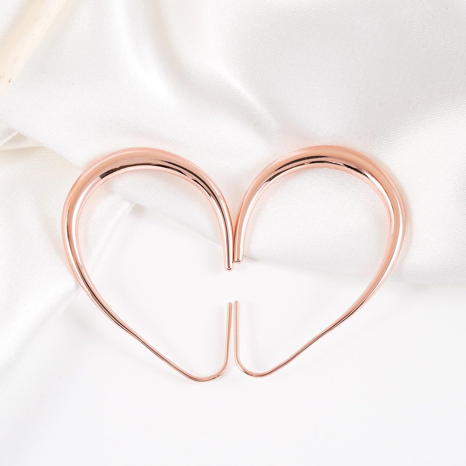 Lightweight Teardrop Hoop Earrings for Women - 14k Gold/White Gold Plated Large Oval Pull Through Hoop Earrings High Polished Statement Jewelry Gift for Women - Image 6