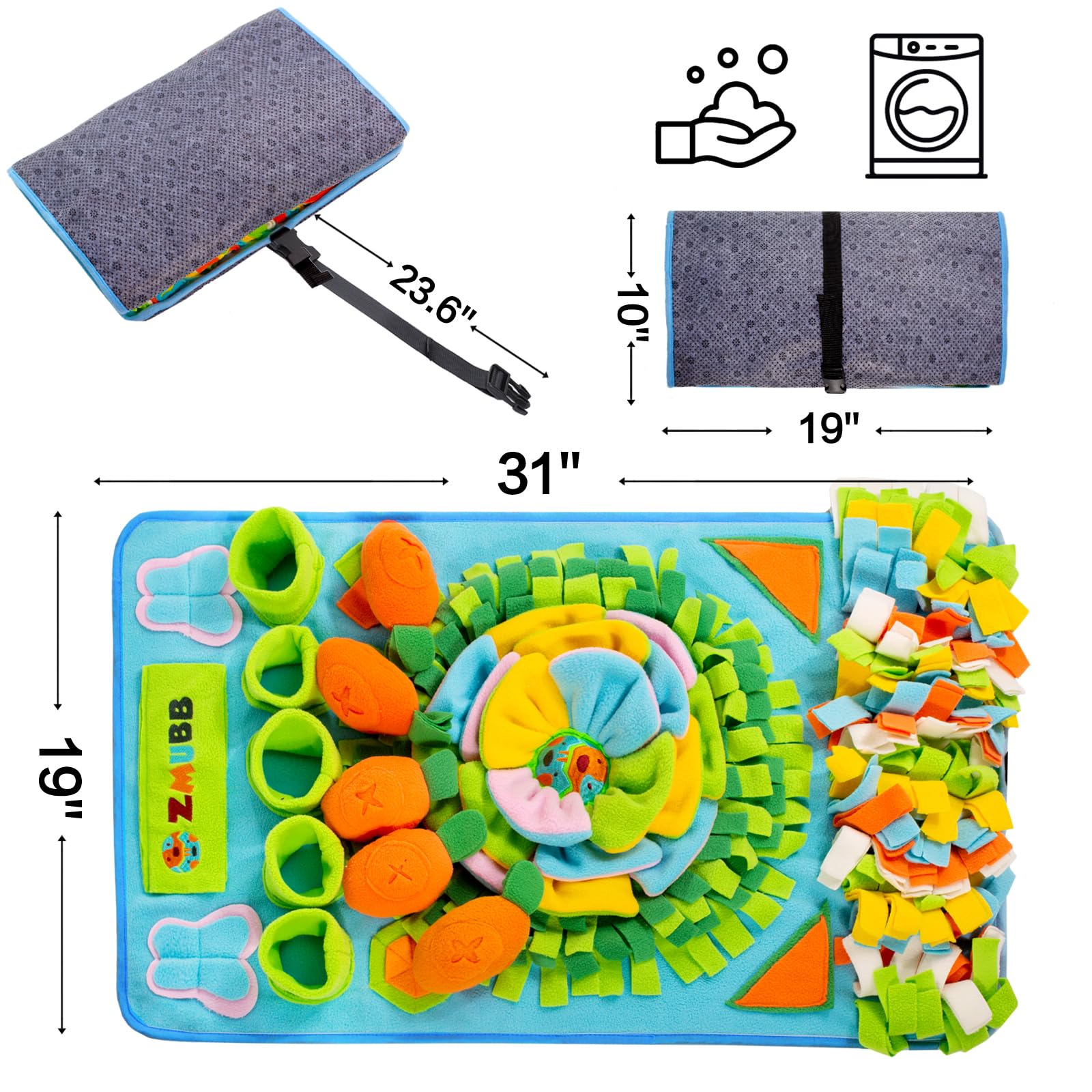 Schnüffelmatte für Hunde, Schnüffelmatte, Nasenarbeit, Fütterungsmatte, langsames Füttern, interaktives Hunde-Puzzle-Spielzeug für Training und Stressabbau, fördert natürliche Futtersuche (78,9