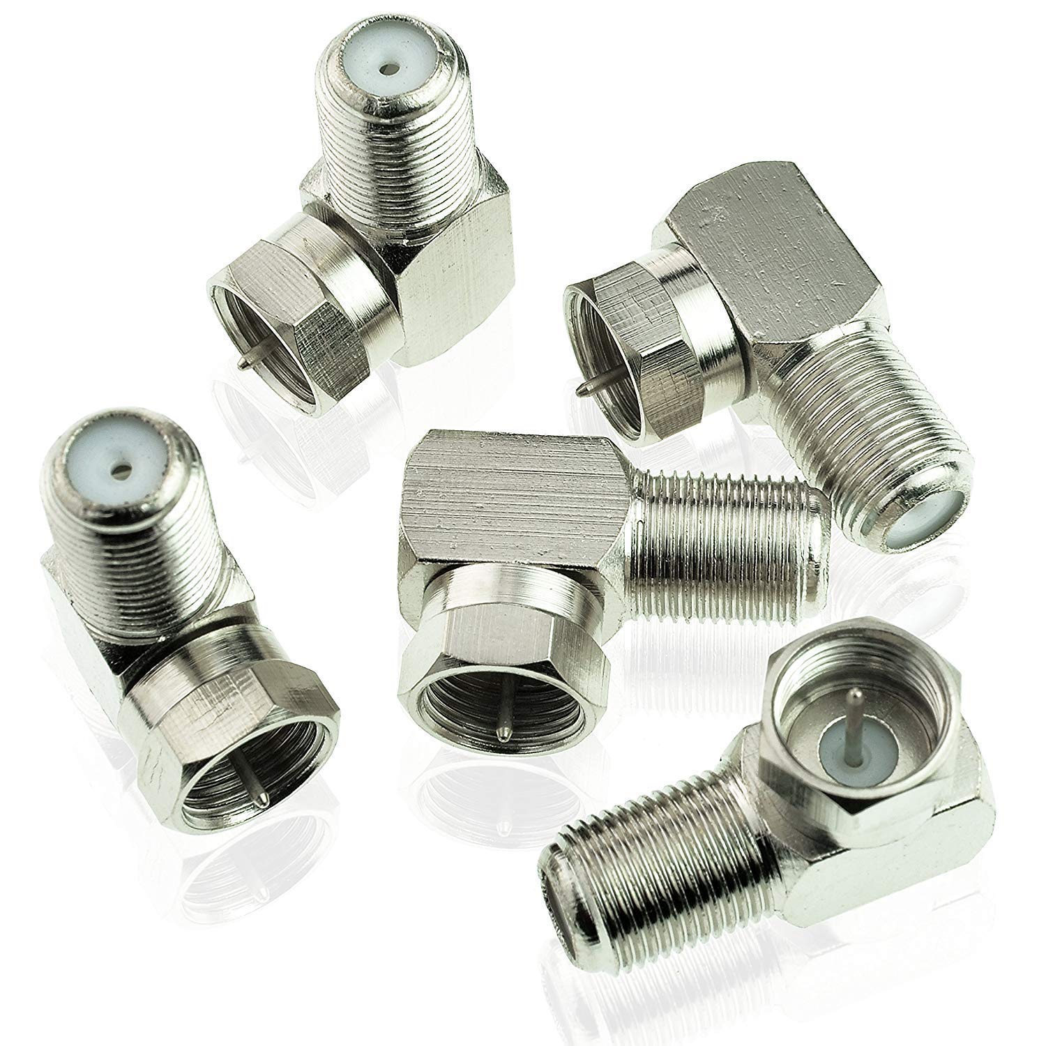 Adaptateur Coaxial Type F 90° Mâle Vers Femelle - 2 Pièces, Pour Antenne TV, Satellite, Installation Murale - 12