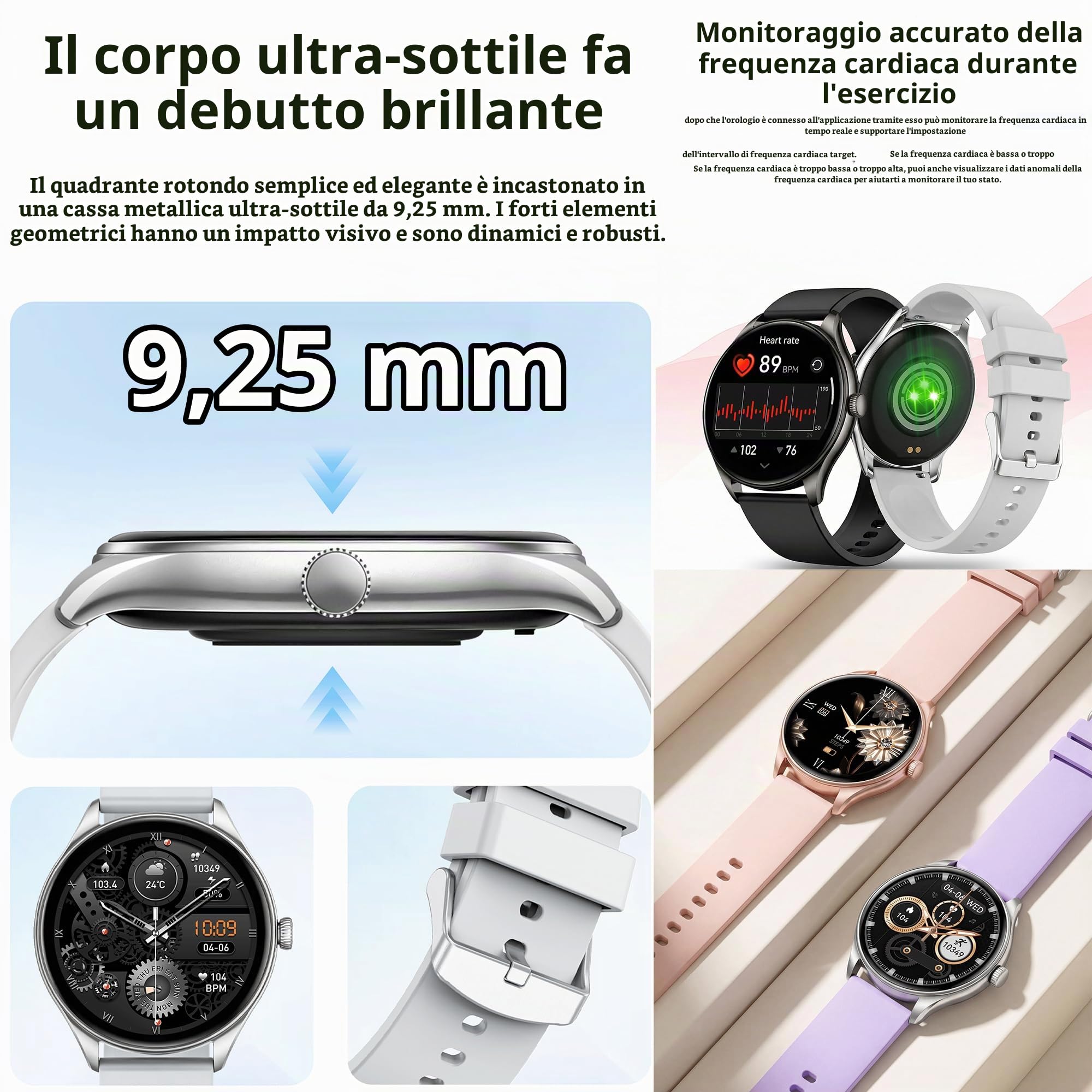 Smartwatch Uomo and Smartwatch Donna Chiamata Bluetooth e Risposta Vivavoce, 100+ Modalità Sport Notifiche Messaggi Orologio Fitness Tracker per Android iOS (Nero)