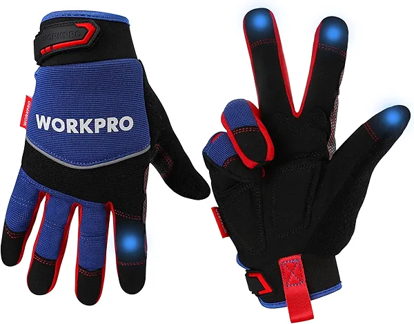 WORKPRO Safety Work Gloves, Mechanic Working Gloves for Men Women, Touch Screen, Terry Fabric, Non-Slip