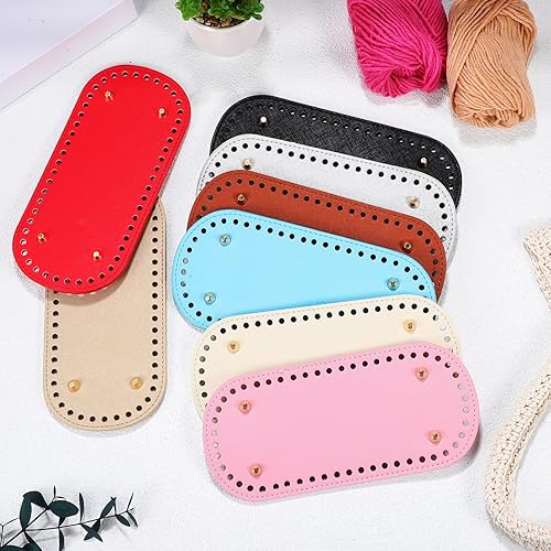 Miniatura 8 de 8 piezas de piel sintética, bolsa de ganchillo ovalada para tejer, para hacer manualidades, bolsa de ganchillo, bolsa de hombro y fabricación de