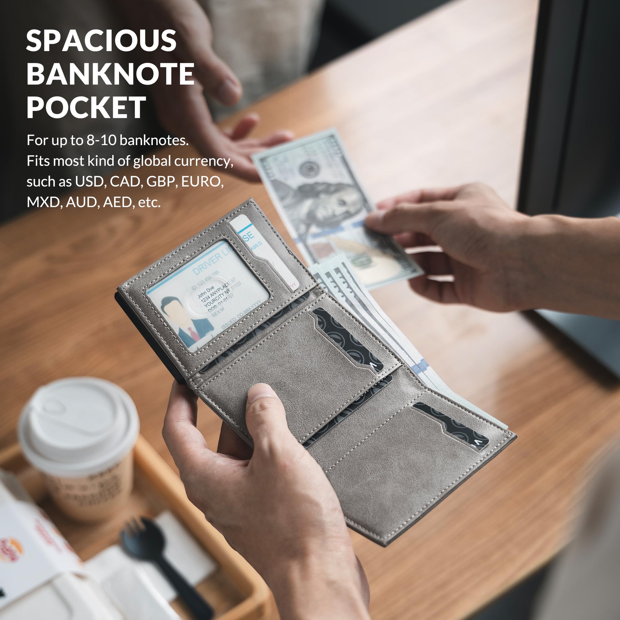 VULKIT Porta Carte Credito Portafoglio Slim Portacarte in Pelle Protezione Rfid Schermato Anticlonazione - Portatessere e Soldi con Porta Monete