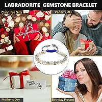 Vista 103 de Adjustable Crystal Bracelet – Gemstone Bead Bracelet with Adjustable Macrame String – Chic Gemstone Bracelet for Men and Women – 8mm Round Healing