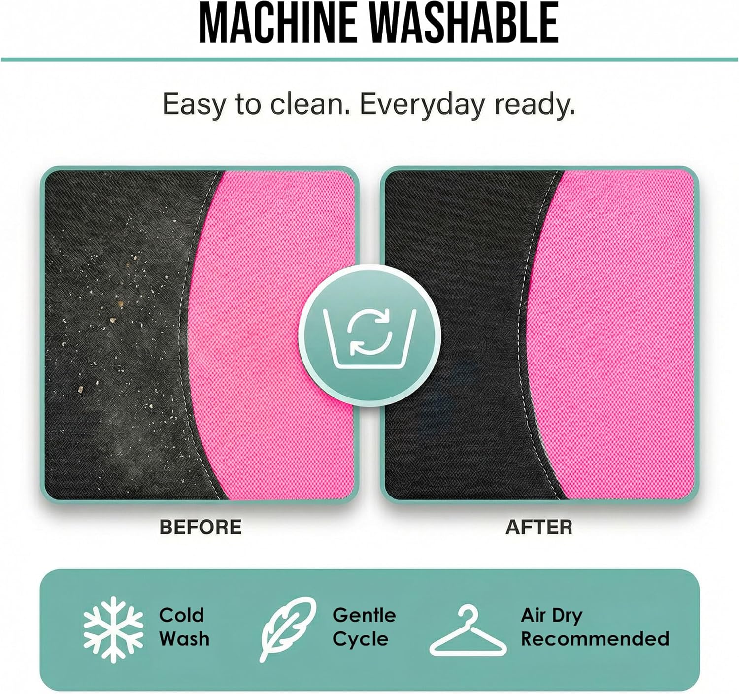 FH Group Bright Flat Cloth Full Set Automotive Seat Covers Front Set and Rear Solid Bench Pink Black Seat Covers w. Gift Universal Fit Interior Accessories for Cars Trucks and SUVs