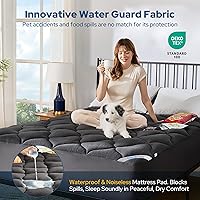 Vista 3 de BEDLORE Protector de colchón impermeable tamaño Queen, acolchado con bolsillo profundo de 6 a 18 pulgadas, protector de colchón transpirable