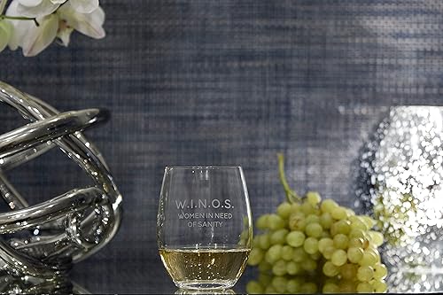 Miniatura 4 de W.I.N.O.S. Women In Need Of Sanity.(idioma español no garantizado). Lushy Wino - Copa de vino sin pie de 16 onzas, tallada y divertida