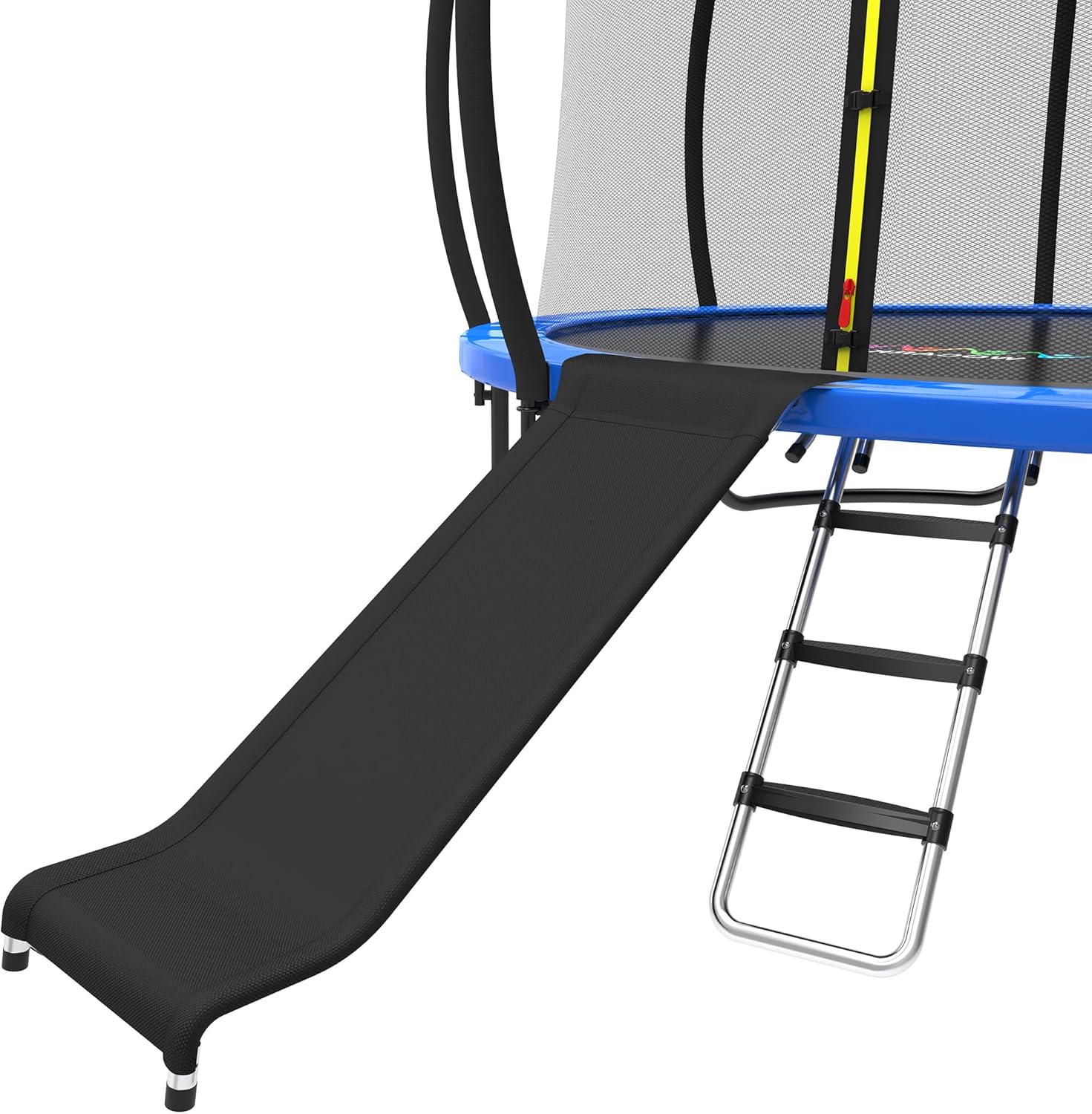 Trampoline Ladder and Slide Kit - Universal 3 Steps Stair Slide with Buffer, Easy to Climb Trampoline Accessories for Kids, Replacement Parts & Attachmentfor 10 12 14 15ft Trampolines (Silver)