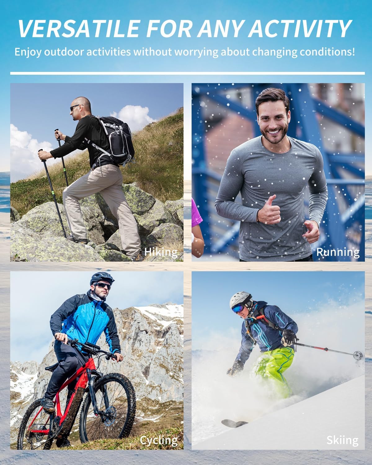 Men's 100% Merino Wool Base Layer Top, Merino Wool Long Sleeve Undershirt, Wool Thermal Shirt - Image 6