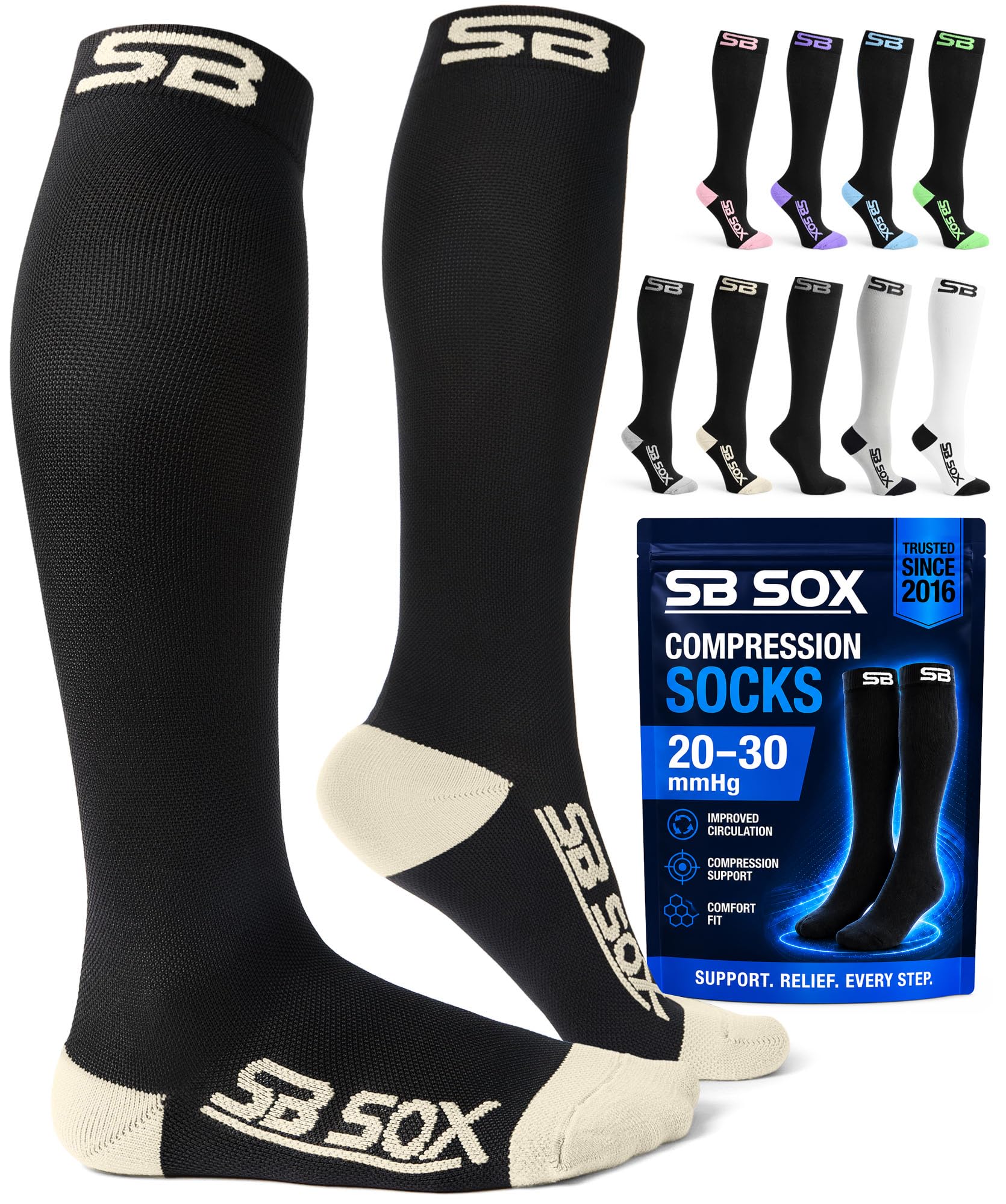 SB SOX Compression Socks for Men &amp; Women (20-30mmHg)