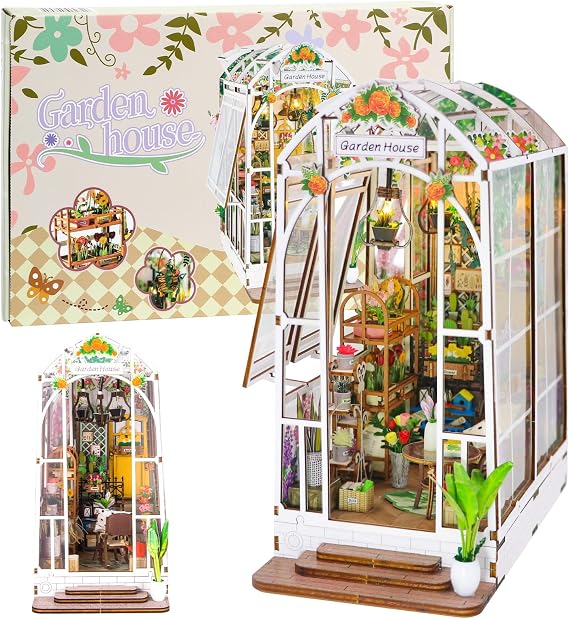 Book Nook Kit For Adults Teen, Miniature House Kit Garden Dolhouse