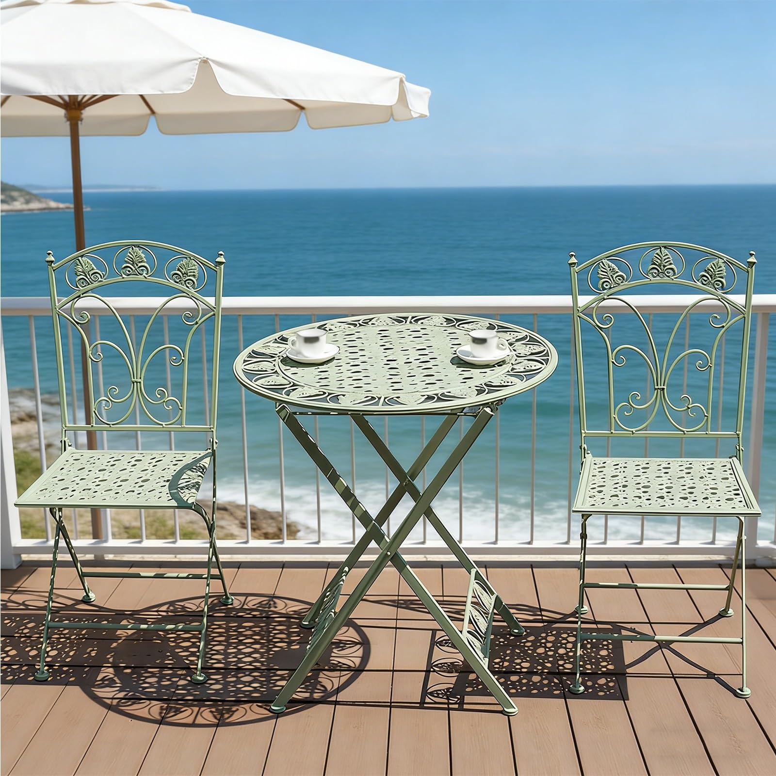 Ensemble bistrot pliable métal table chaises rétro extérieur jardin balcon salon