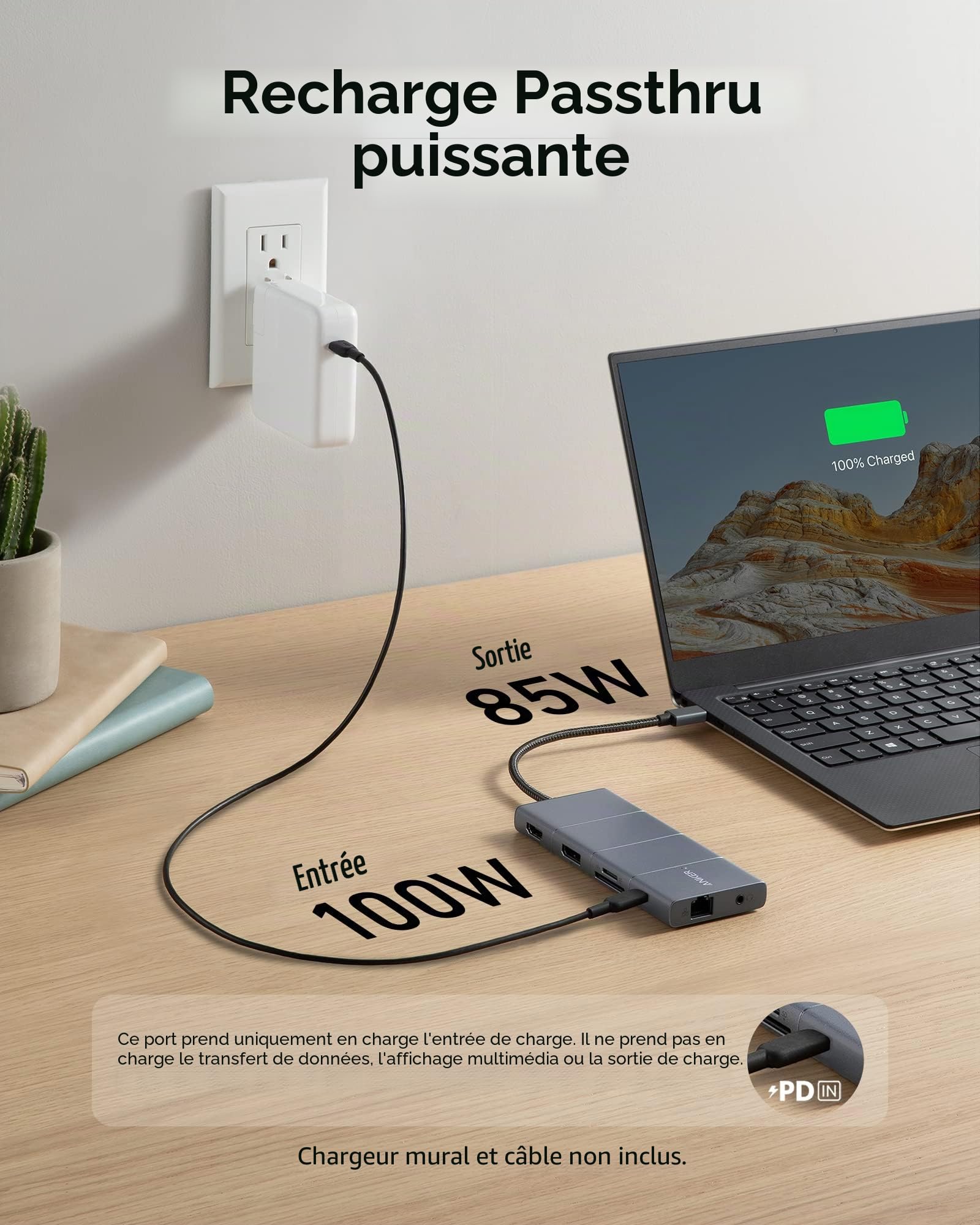 Anker 565 Hub USB-C 11 en 1 Docking Station avec Ports de données USB-C et USB-A 10 Gbps HDMI 4K DisplayPort, 100 W PD, 2 données USB 2.0, Ethernet, AUX, microSD & SD, pour MacBook Pro et Plus