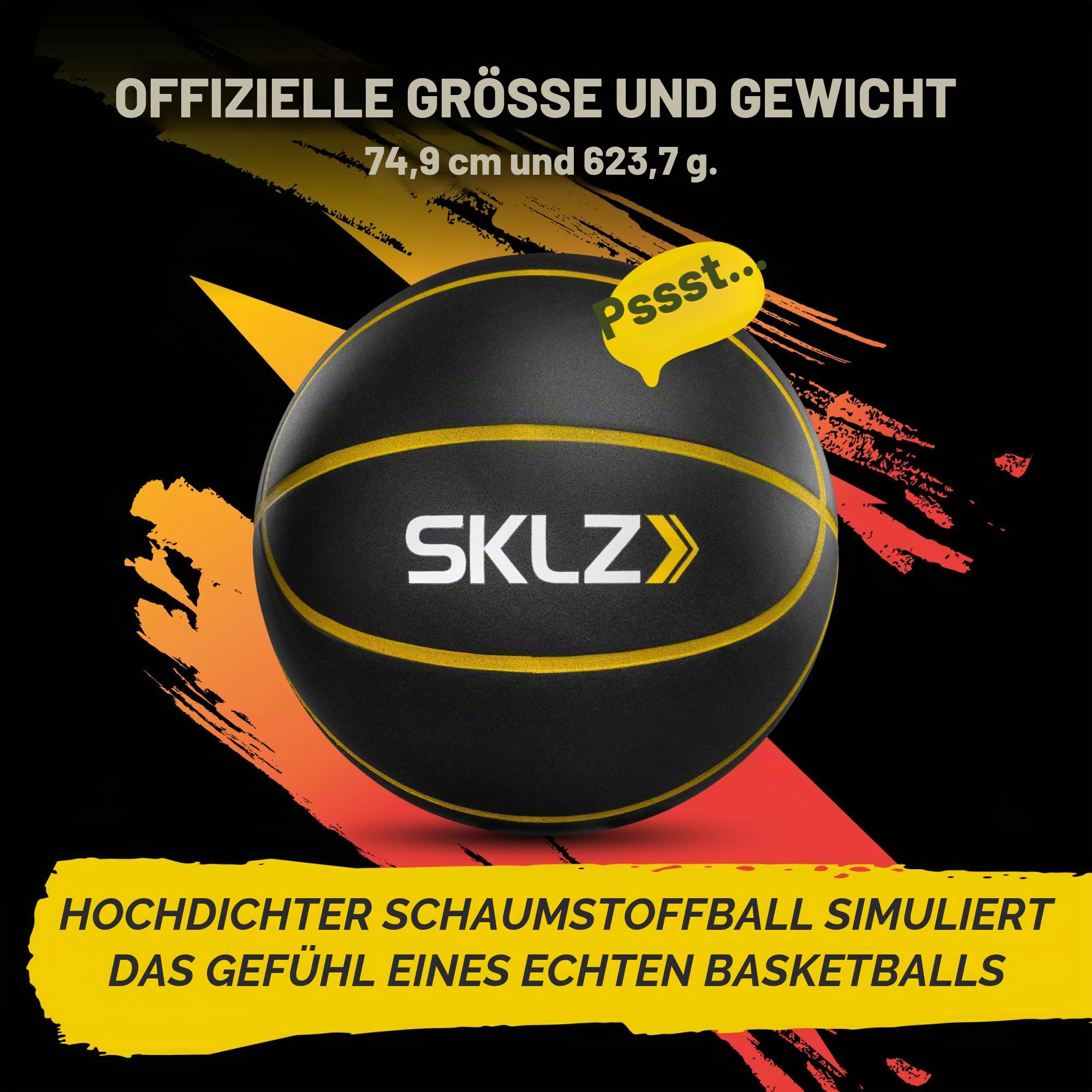 SKLZ Bashhhketball Pro Silent Basketball - Offizieller Schaumstoff-Basketball in Größe 7, 74,9 cm Indoor-Trainingsball mit echter Sprungkraft, leisem Dribbling, robuster Konstruktion und echten
