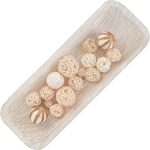 Miniatura 1 de Hanobe Cuenco decorativo de madera para masa centro de mesa grande de madera de 22 pulgadas de largo, bandeja rústica de granja, decoración rústica