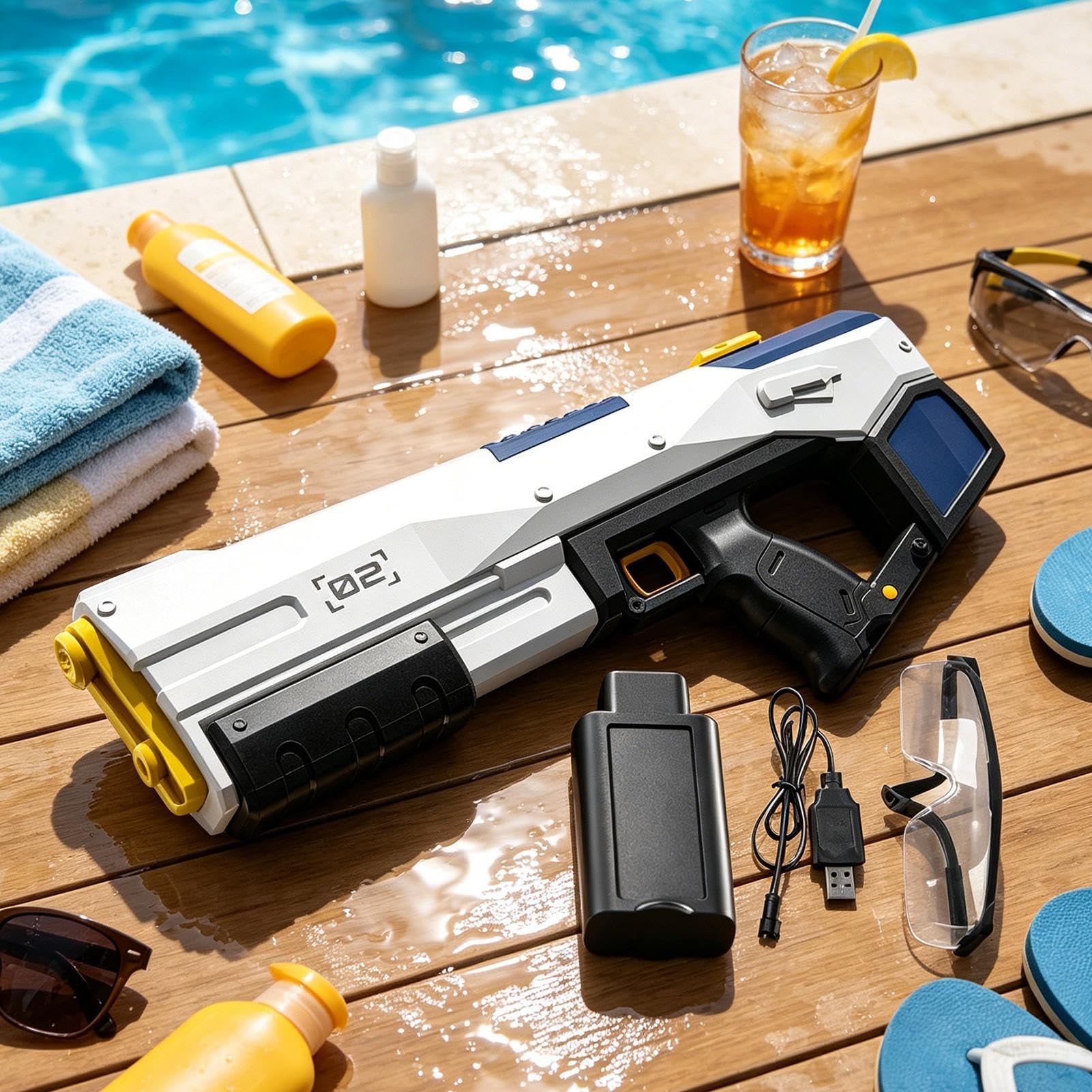 Giochi acquatici a spruzzo Elettrico con Serbatoio di Grande Capacità | Giochi d'acqua per piscina esterna per Cortile, Spiaggia, Piscina, Viaggio, Vacanza, , Prato, Campeggio,