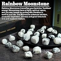 Vista 3 de Crocon Piedra lunar arcoíris de 1 libra, piedras y cristales a granel de más de 2000 quilates, kit de cristal natural para curación de Reiki pulido