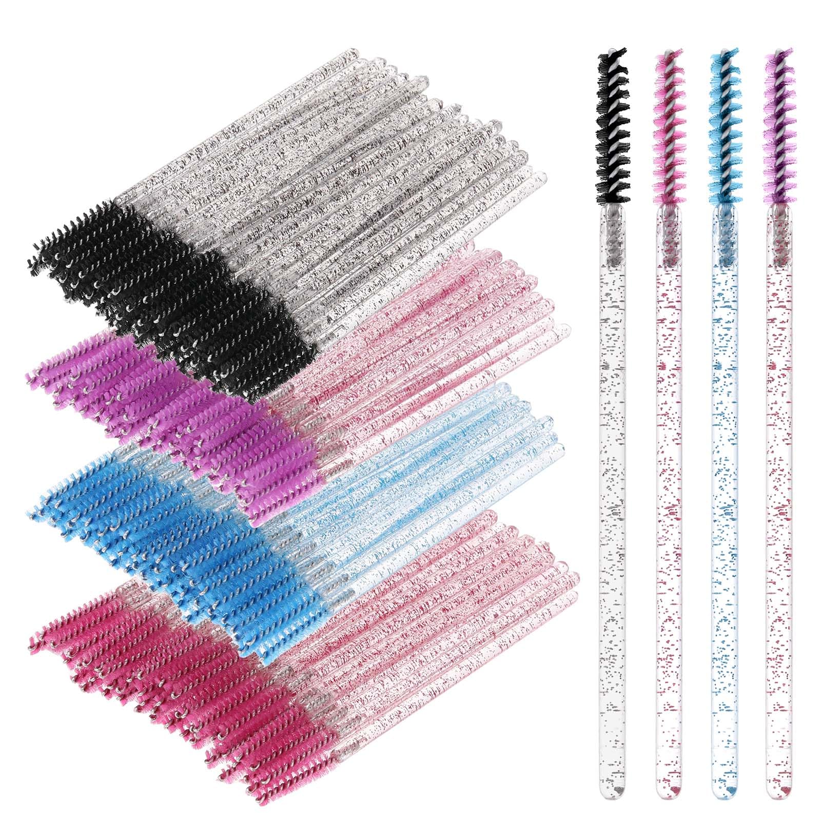 200 varitas desechables para rímel, mini cepillos de pestañas, carretes delgados para extensiones de pestañas, suministros de extensión de pestañas (4 colores)