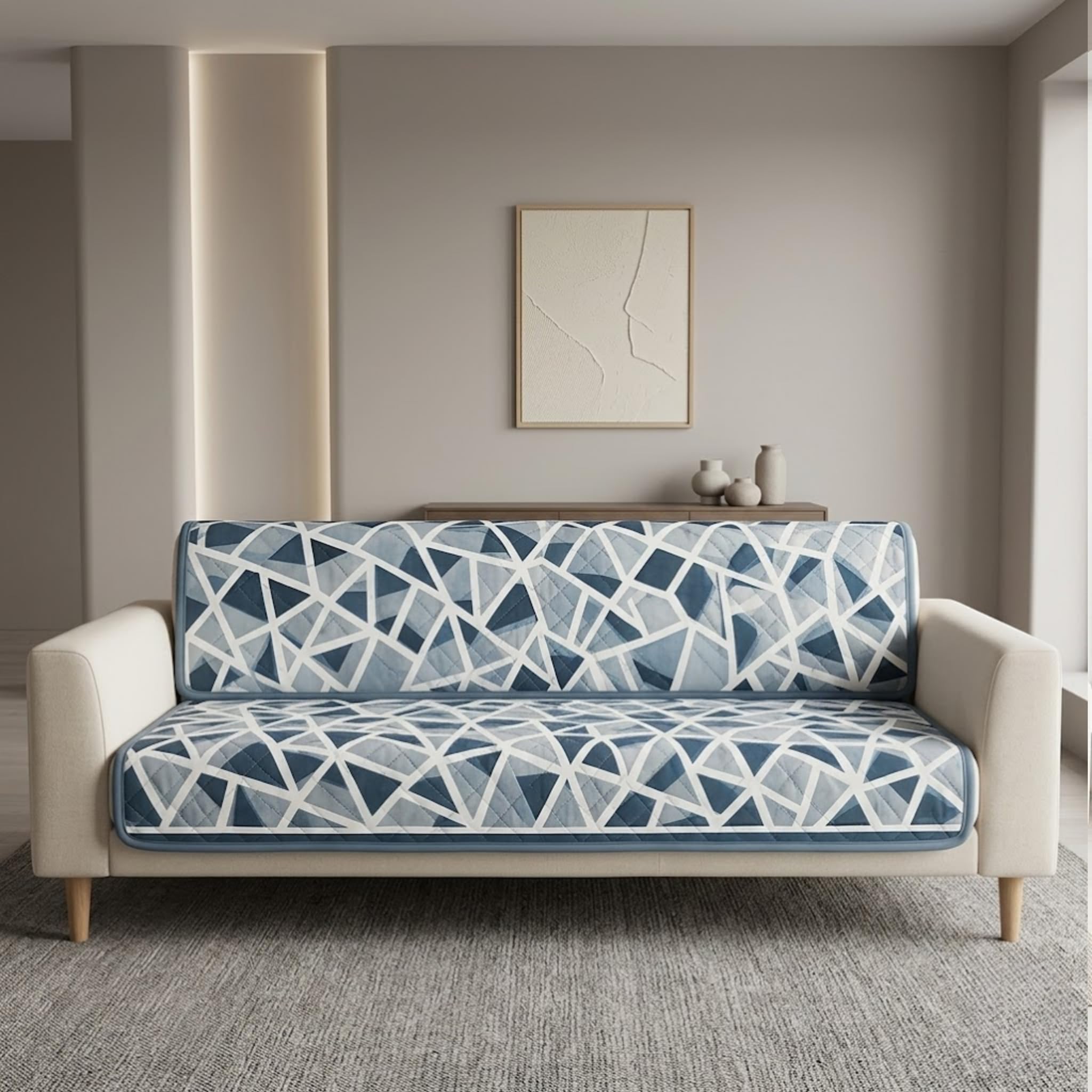 Velvet Quilted Sofa Cover Set - 5 Seater Protection -10 Velvet Quilted Sofa Cover Set - 5 Seater Protection -10