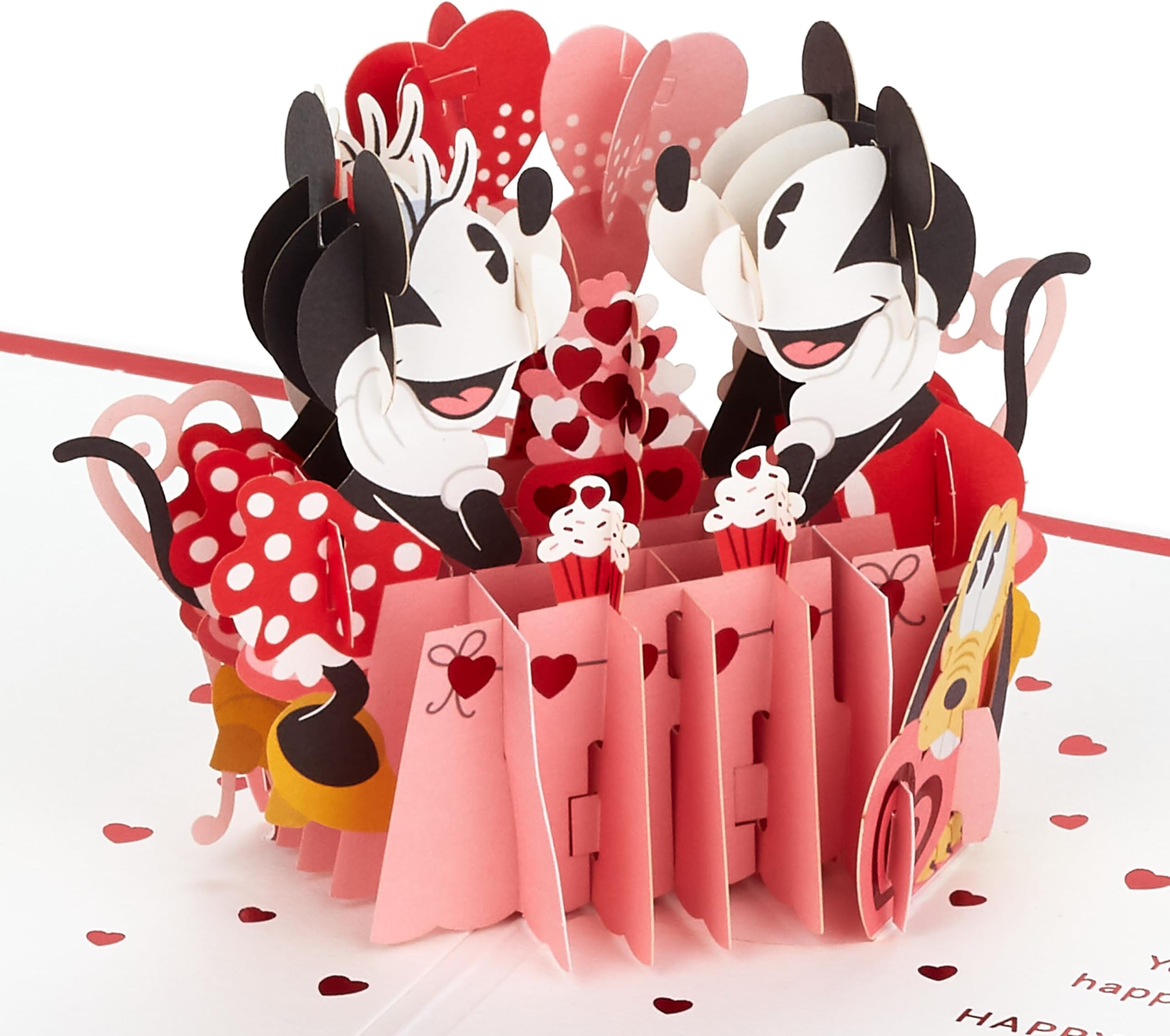 Hallmark Valentines Day Card, 3D & Pop Up Minnie & Mickey Mouse Design, White, Red