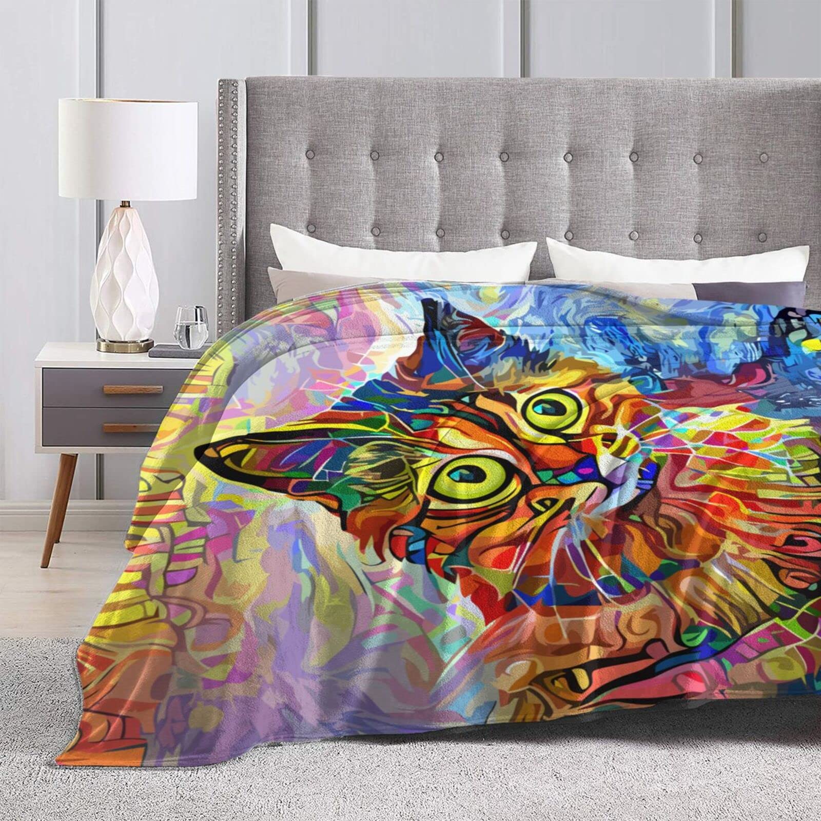 Abstract Cat Throw Blanket 60
