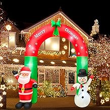 Giant Christmas Inflatable Arch Height 240 cm with Santa Claus and Snowman with Fixing Kit for Outdoor LED Lighting IP44 Protection Christmas Decoration (240 cm)