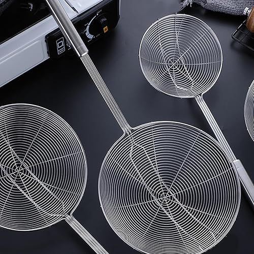 Miniatura 8 de Espumador de araña de acero inoxidable, juego de 2 cucharas coladoras de pasta de cocina profesional con mango largo (17 pulgadas de largo x 7.5