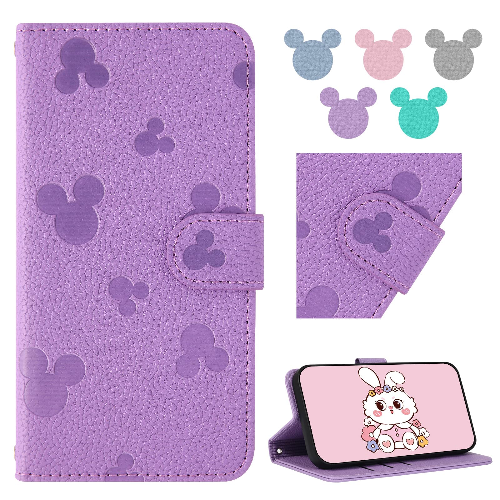 【Qribo】コンパチ 京セラ Basio Active3 ケース 手帳型 無地のかわいいクラシックな漫画のアバター 適合 ベイシオアクティブ3 ケース KYG04 カバー 財布 軽量 薄型 マグネット式 ために BASIOアクティブ3 カバー カード収納 スタンド機能 衝撃吸収 活気のある雰囲気 basio active3 スマホケース 放熱性 折りたたみ 6.1インチ【パープル】