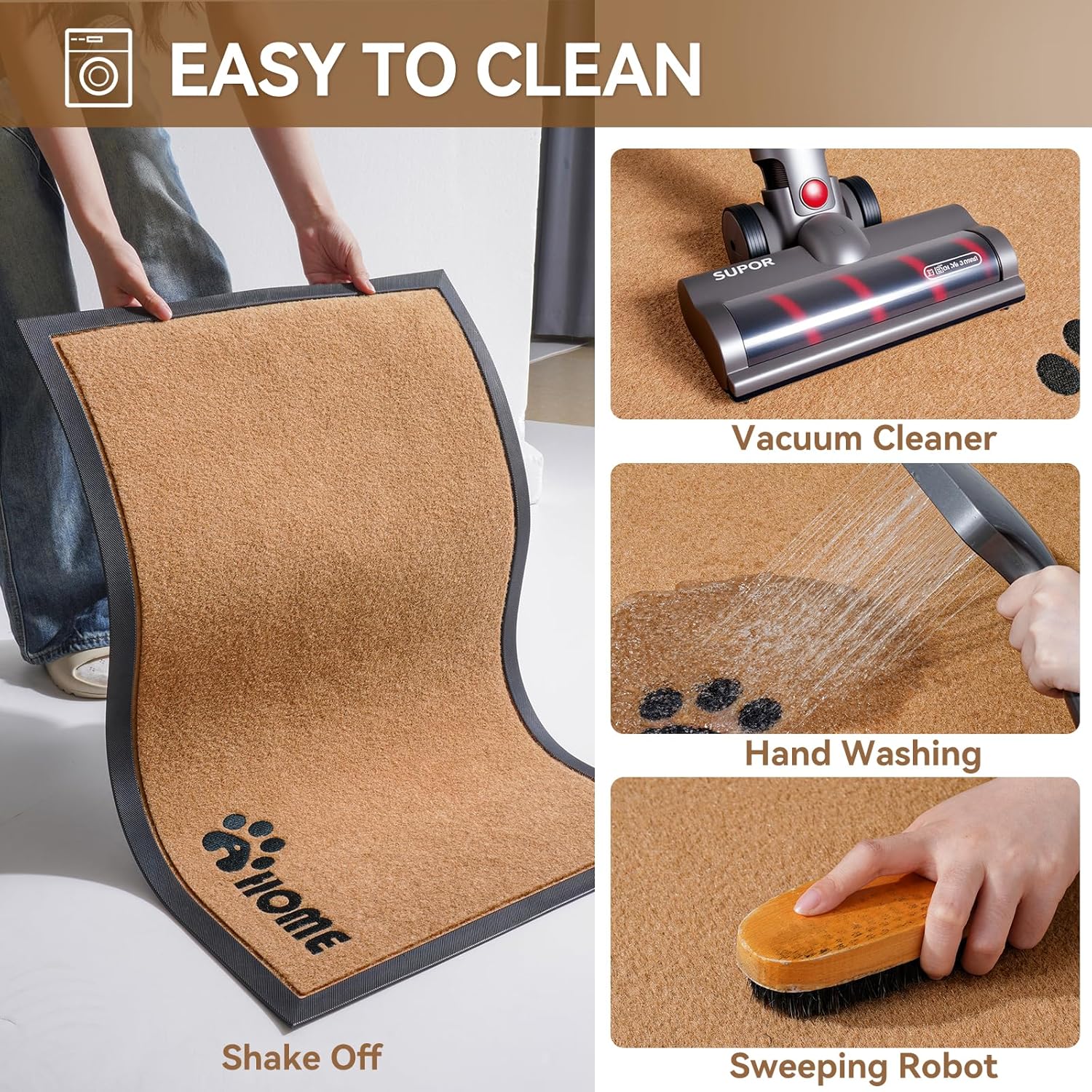 Dirt Trapping Outdoor Welcome Mats, 24x35 Durable Non-Slip Door Mat Outside Entrance, Low Profile Easy Clean Doormat for Patio Porch Front Indoor Entryway, Brown