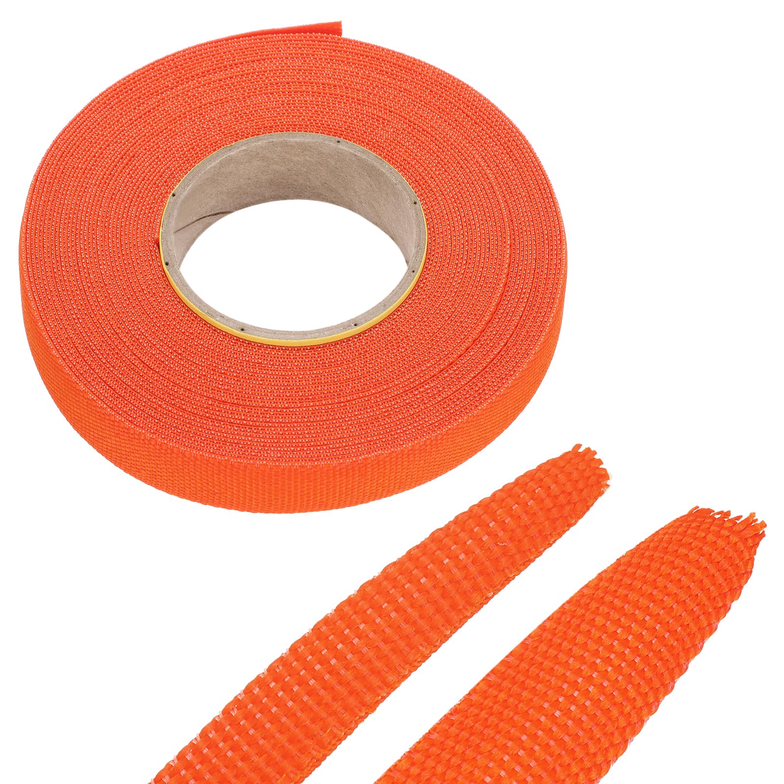 sourcing map 12m Braided Cable Sleeves Heat Shrinkable Fabric Sleeving,PET Expandable 1/2" 40ft Orange 2:1 Ratio Heat Shrinkable Cord Protector for Harness Network Cable Protection