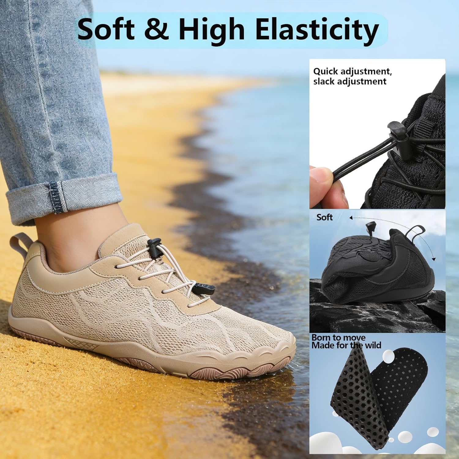 Barefoot Shoes for Women Men Unisex Quick Dry Non-Slip Wide Toe Pro Water Footwear Couple Outdoor Sneakers
