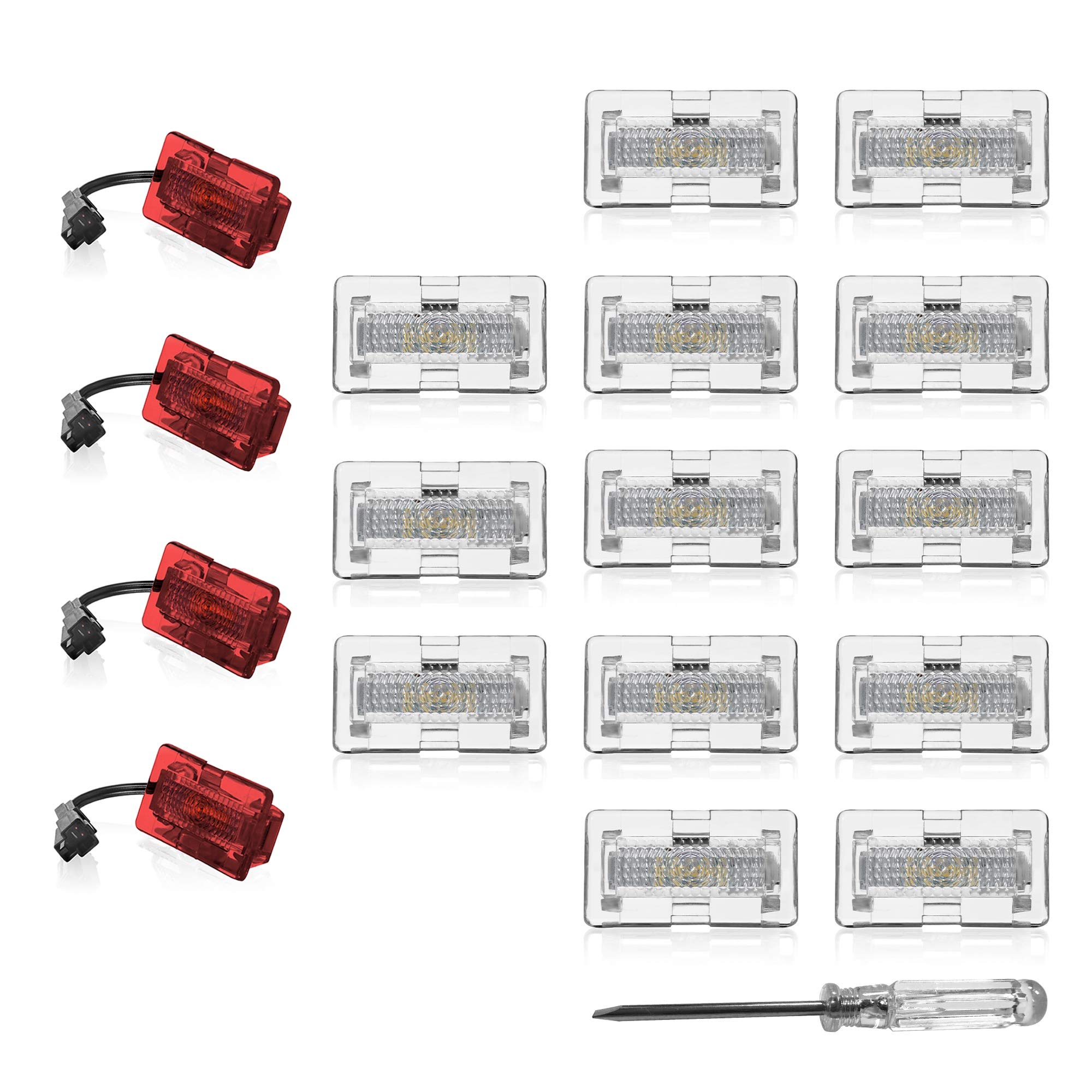 Oznium Full 17 Pieces Upgrade LED Kit for Tesla Model S (except Plaid) with Ultra-Bright Replacement Light Bulbs - LEDs fit Trunk, Frunk, Door Puddle,