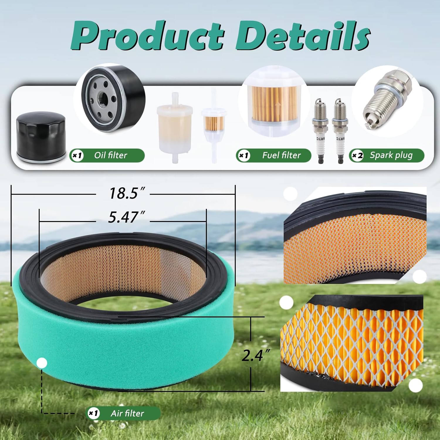 180096 Tune Up Maintenance Service Filter Kit Fit for Kohler CH18/CH20/CH730 Engine Air Oil Fuel Filter Spark Plug Kit