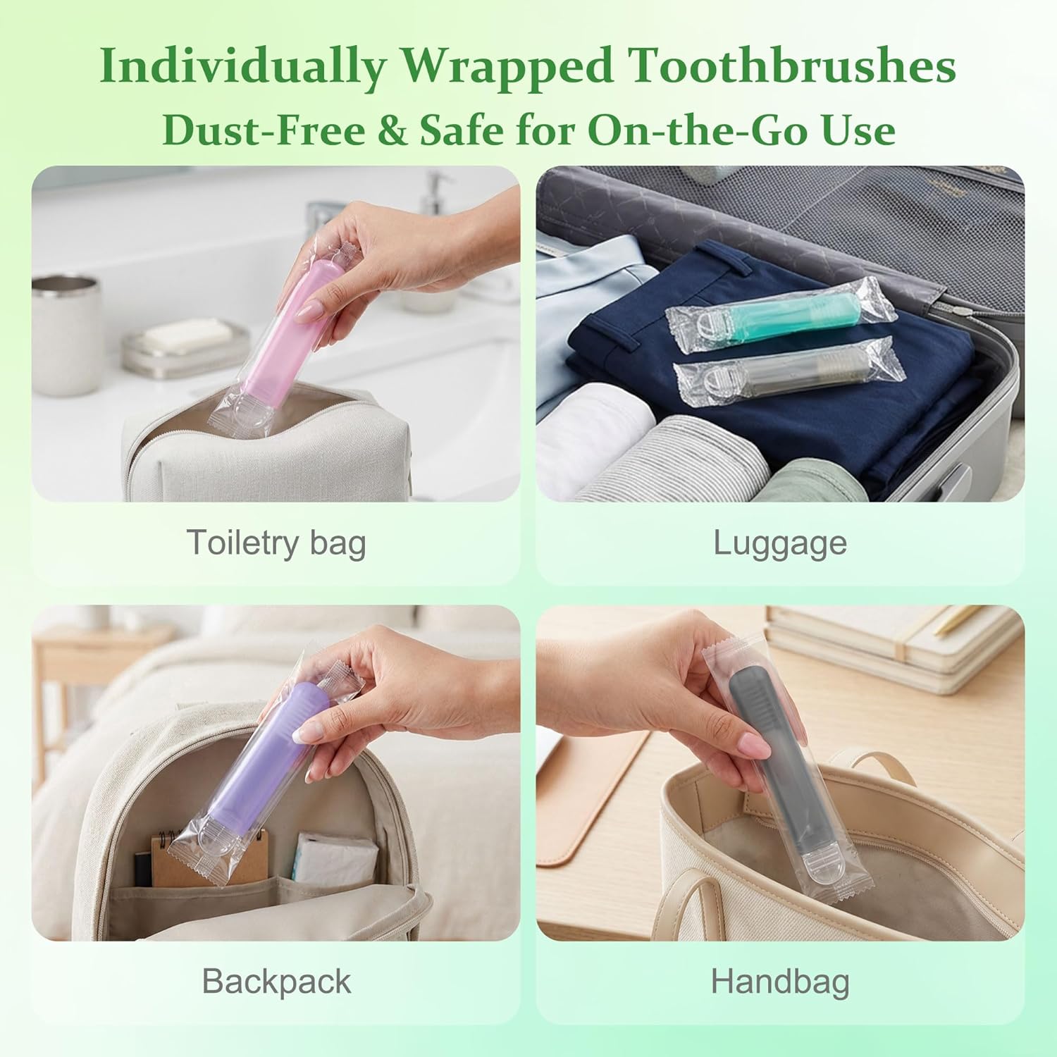 Kocpudu Travel Toothbrush, 5-Color Mini Toothbrush, Individually Packaged, Foldable for Storage, Ideal for Travel, Hotels, and Camping (100-PACK)