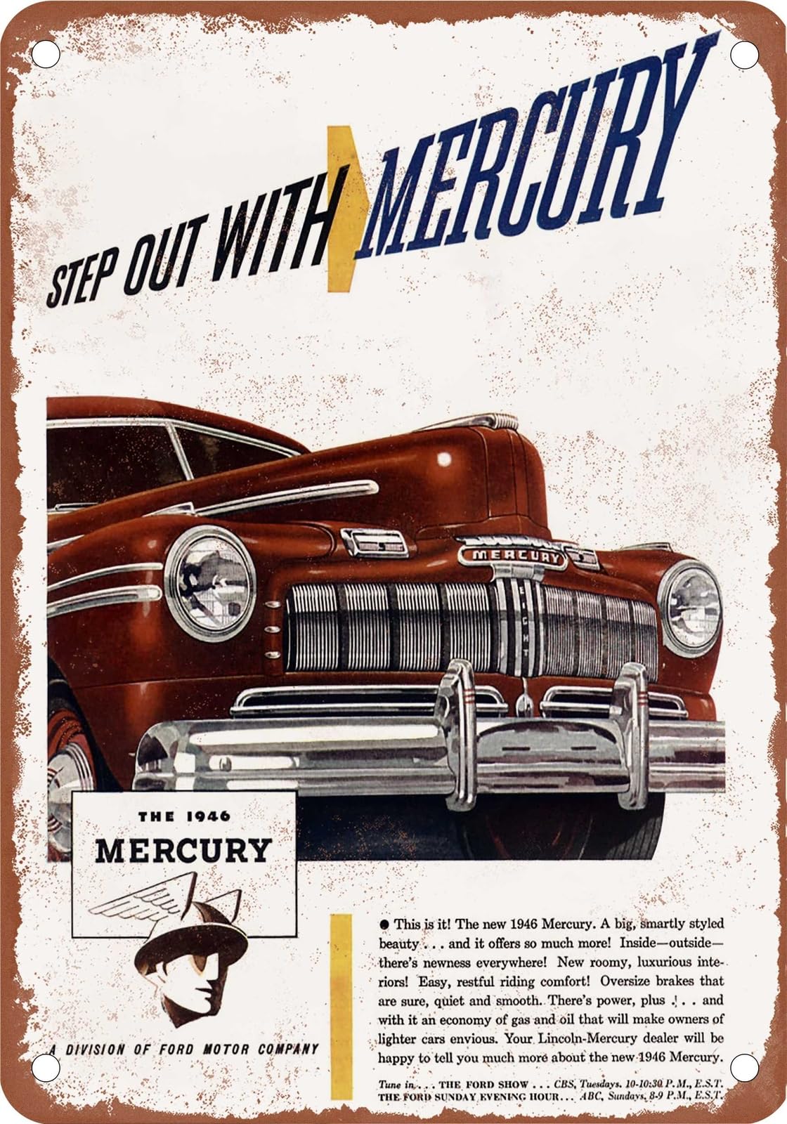 Miaomansenstore Metal Sign - 1946 Mercury Vintage Ad 09 - Old Retro Rusty Look Home Decor