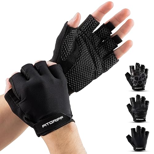 Fitgriff® Trainingshandschuhe für Damen und Herren - Fitness Handschuhe für Krafttraining, Kraftsport, Training, Gym, Workout, Lifting Gloves (Black, 8)