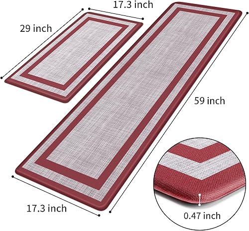 Miniatura 109 de Mattitude - 2 tapetes acolchados antifatiga, antideslizantes, impermeables, ergonómicos para estar de pie cómodamente en la cocina, suelo, oficina