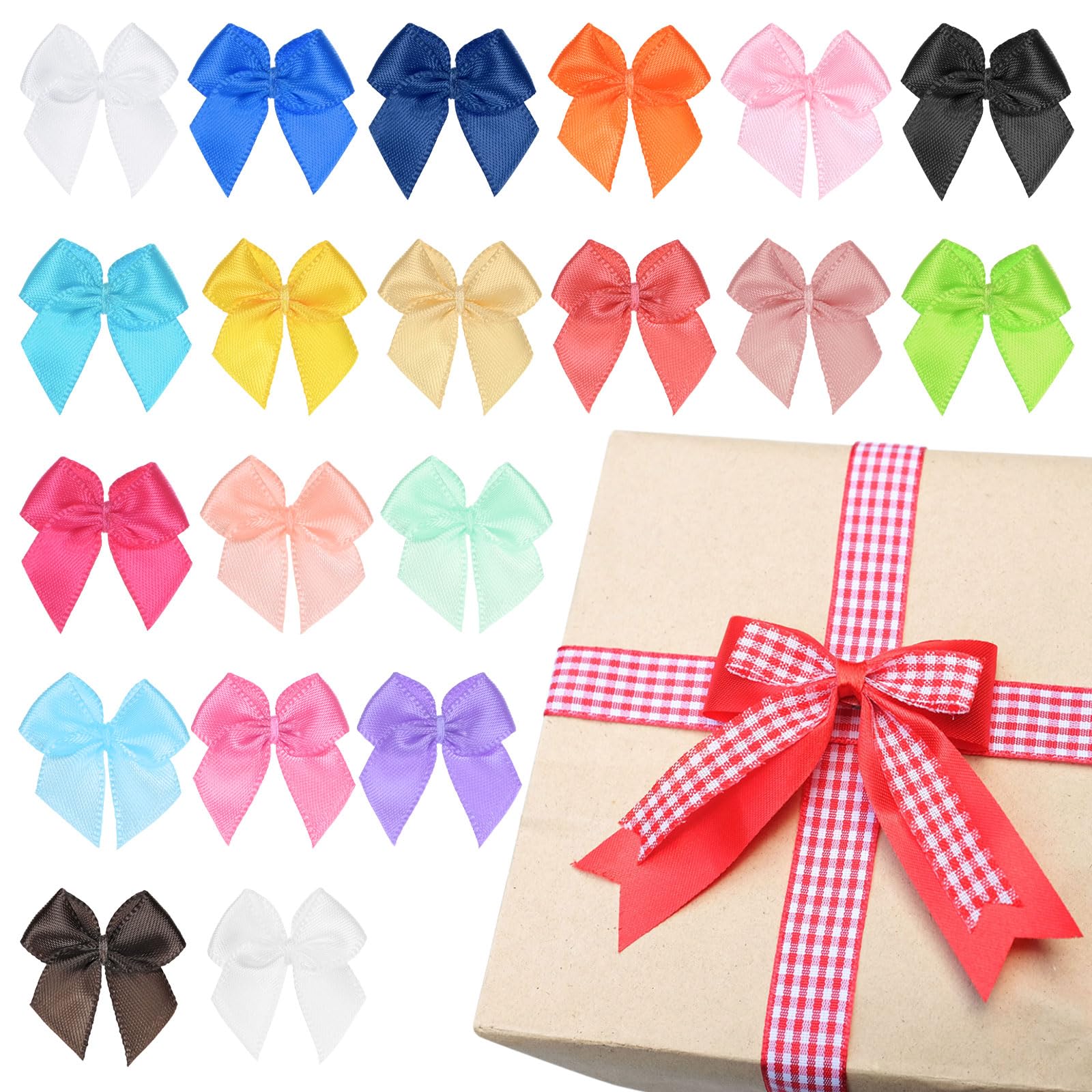 1000 mini fiocchi a nastro, 4 x 3,5 cm, fiocco a quadretti su entrambi i