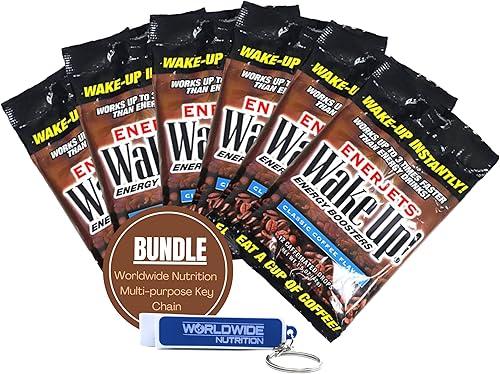 World Wide Nutrition Enerjets Wake Up Energy Booster Gotas con cafeína, suplementos energéticos de café instantáneo, sabor clásico, paquete de 6, 12