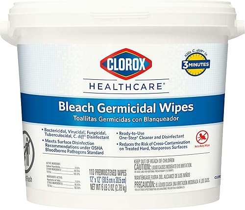 Clorox 30358 Paquete de 110 toallas germicidas con lavandina para el cuidado de la salud 1 Blanco 1